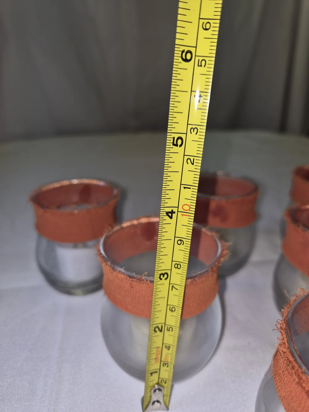 Orange Fabric-Trim Glass Votive Candle Holders - Set of 10
